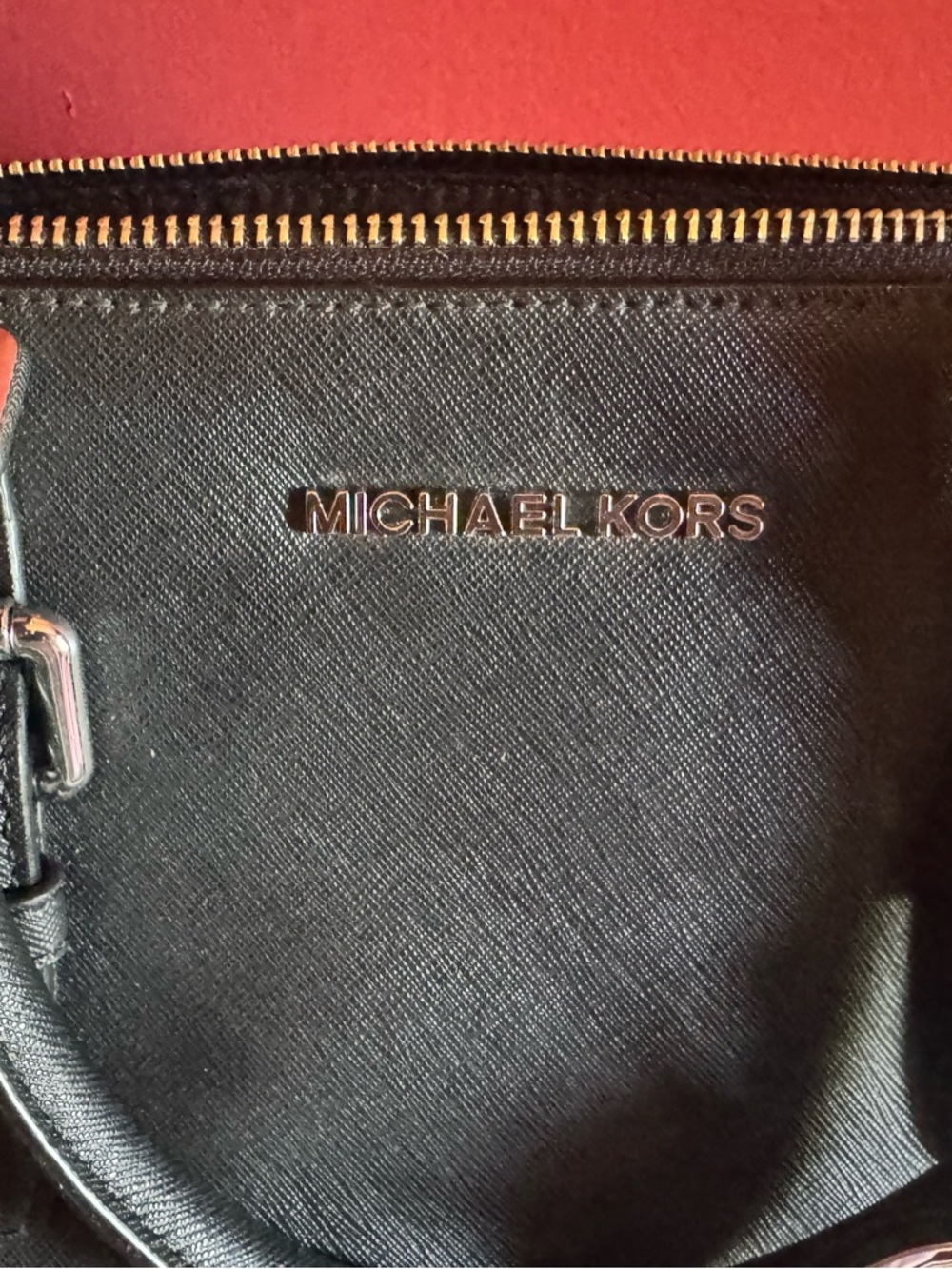 Michael Kors Black Leather Zip Wallet with Gold Hardware